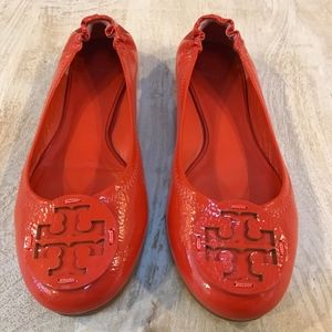 Tory Burch Orange Patent Ballet Flats